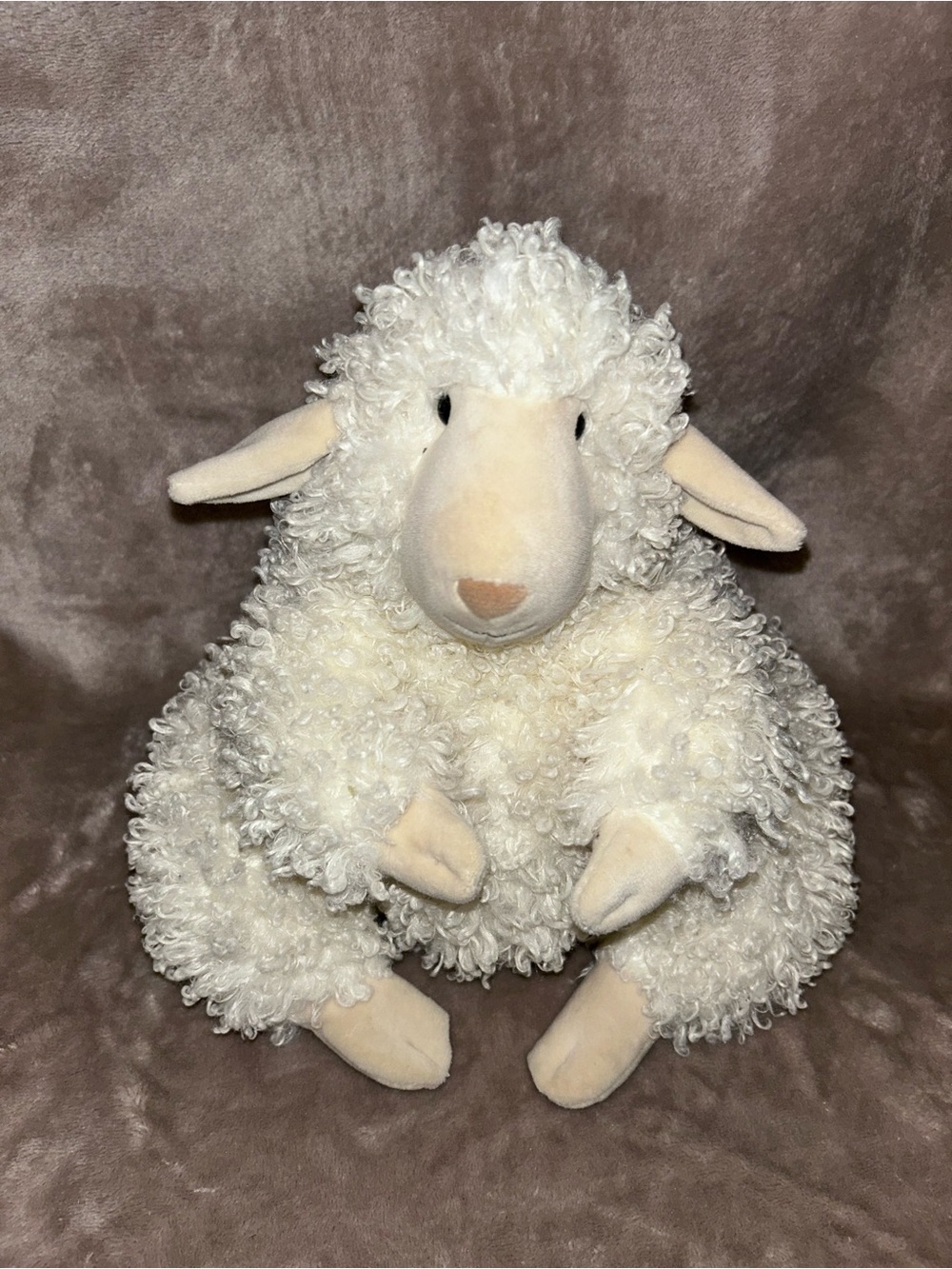 Jellycat Bobbleton Sheep Curly Plush Sitting Nursery Decor 10” Luxe Stuffy